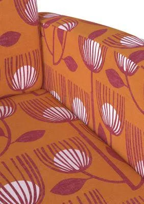Handy Living Kingston Mid Century Modern Arm Chair in Modern Tulip Print - Orange Tulip Print