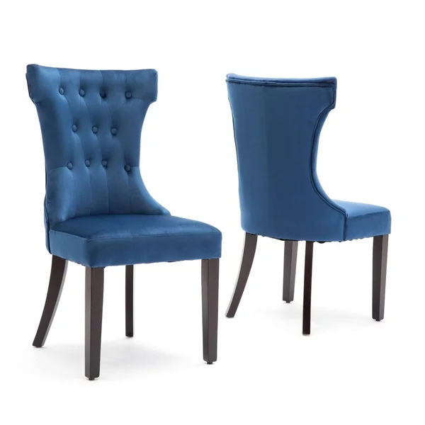 BELLEZE 2 Pcs Dining Chair Upholstered Armless Accent Side Chair Home Kitchen Furniture - Blue
