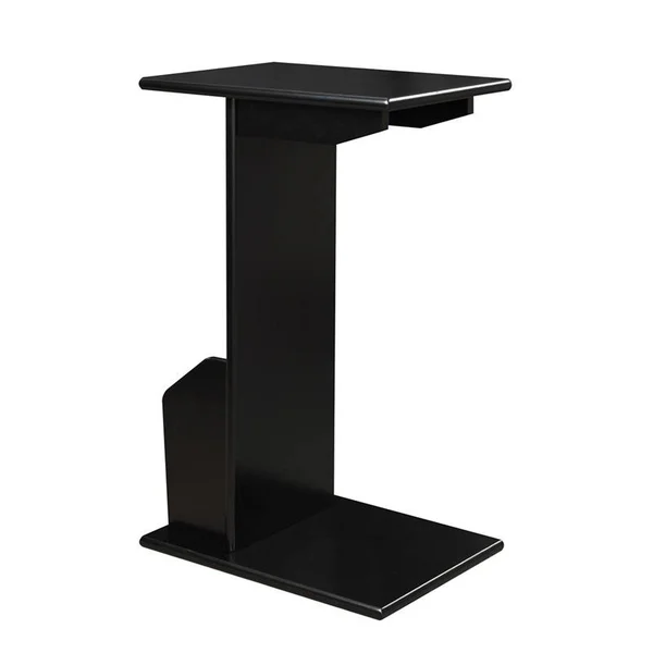 Pemberly Row Magazine C End Table in Black Wood Finish