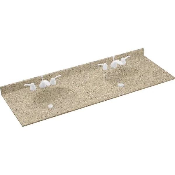 Ellipse Solid Surface 61x22 Double Bathroom Vanity Top Swan Top Finish: Prairie