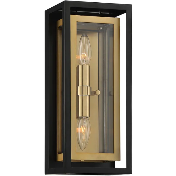Possini Euro Kie 14x22 High Black and Brass Outdoor Wall Light