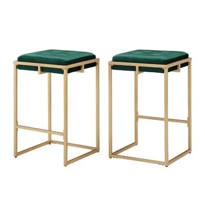 Gambier 30x22 Counter & Bar Stool Gold Flamingo Seat Height: Counter Stool (24x22 Seat Height) - Upholstery: Green