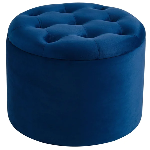 Talia Round Storage Ottoman Blue