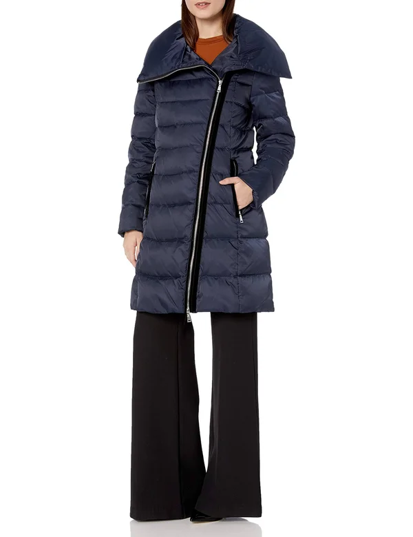 Tahari Zipped Long Down Coat
