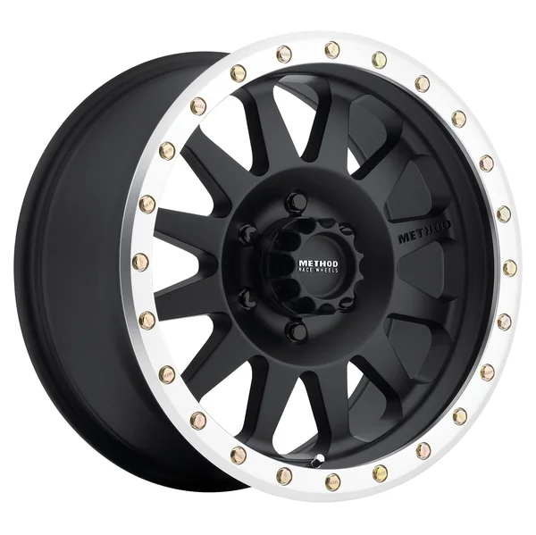 Method Race Wheels Double Standard Matte Black Wheel with Machined Lip