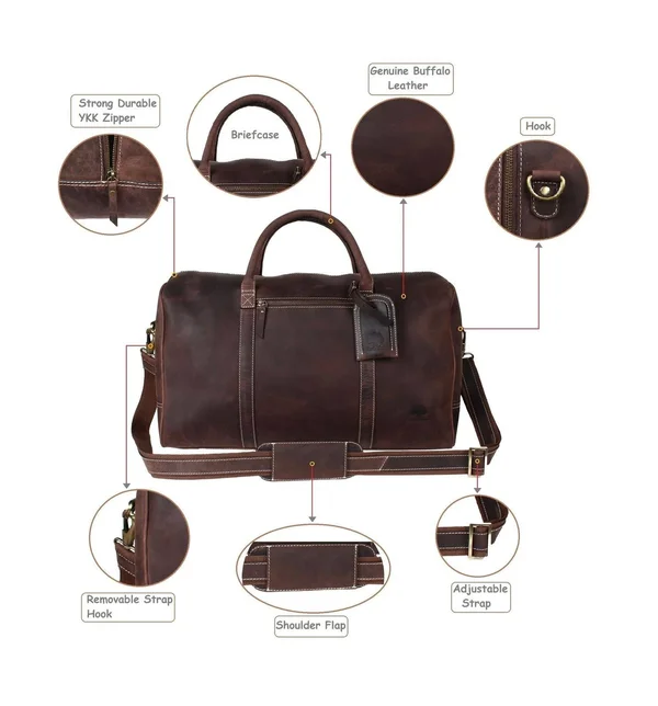 Handmade Leather Carry on Bag - Airplane Underseat Travel Duffel Bags