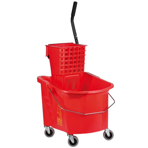 Continental 335-312RD 35 qt. Red Splash Guard Mop Bucket with Side-Press Wringer