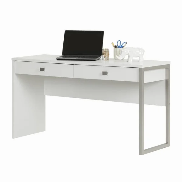 South Shore Desk and 2 Drawer Mobile File Cabinet Set in Pure White