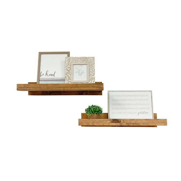 Del Hutson Designs Walnut 24inch Rustic Luxe Shelves Set of 2 - Brown