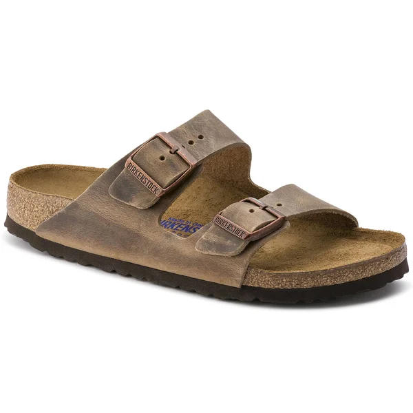 Birkenstock Arizona Oiled Leather Tobacco Brown Two-Strap Sandals - Men's Size 10