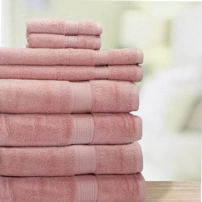 8-Piece 900 GSM Long Staple Cotton Towel Set Eluxurysupply Pink
