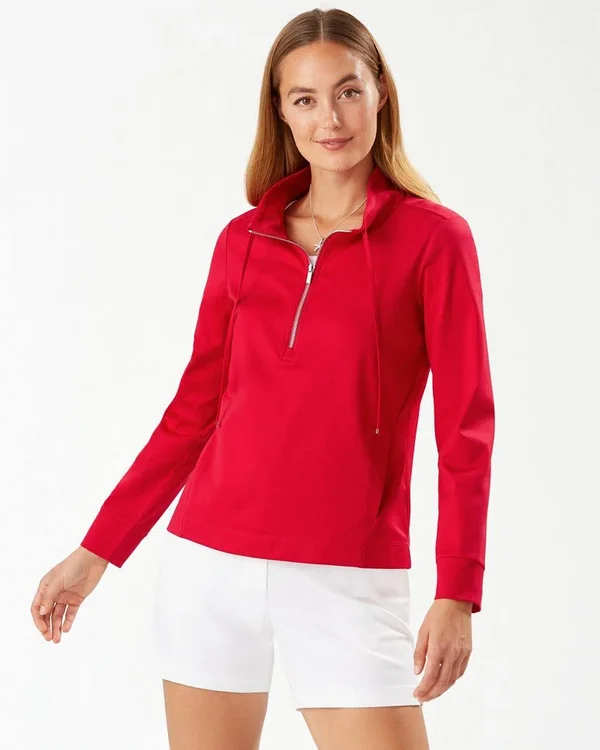 Tommy Bahama Women's Martinique Half-Zip Sweatshirt - Tango Red - Size Xs