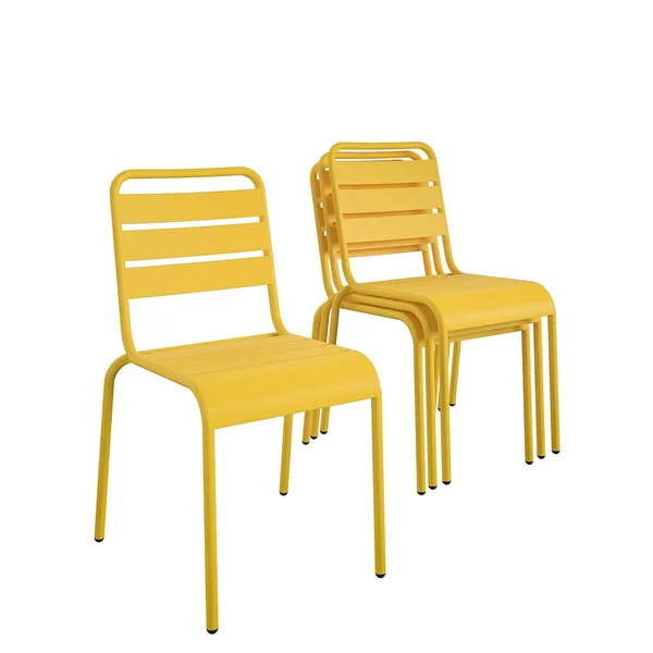 Novogratz Poolside Gossip, June Stacking Dining Chairs, 4 Pack, Yellow