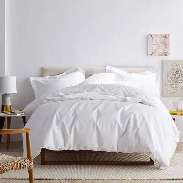 The Company Store Company Cotton 3-Piece Blue Smoke Solid 300-Thread Count Cotton Percale Twin XL Sheet Set