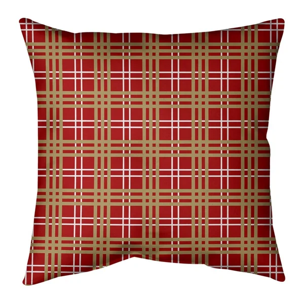 San Francisco Football Luxury Plaid Accent Pillow-Cotton Twill - 14 x 14 - Red/White/Gold