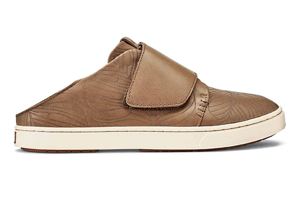 Olukai Women's Pehuea Loupili Shoe - 9.5 - Tan Monstera, Off White