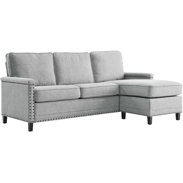 Ashton Upholstered Fabric Sectional Sofa Light Gray Modway