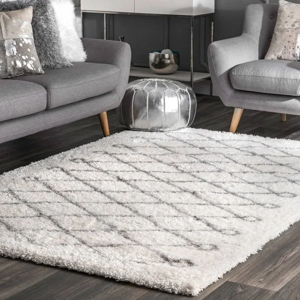 nuLOOM Stasia Diamond Shag Baby Pink 3 ft. x 8 ft. Runner Rug