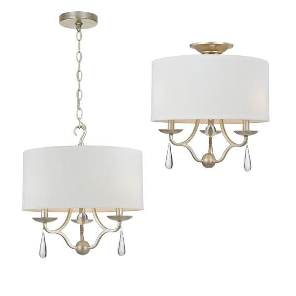 Crystorama 5973-SL Manning 3 Light Chandelier - Silver Leaf