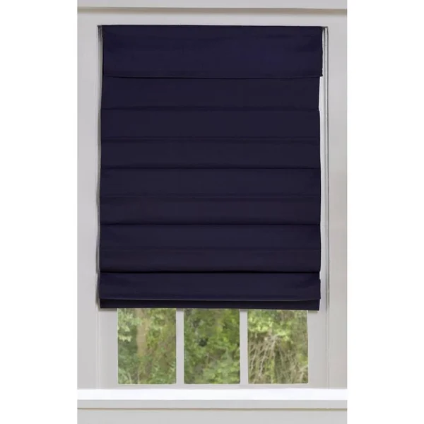 Allen + Roth 46-in x 72-in Midnight Blue Blackout Cordless Roman Shade Cotton - RBONV460720