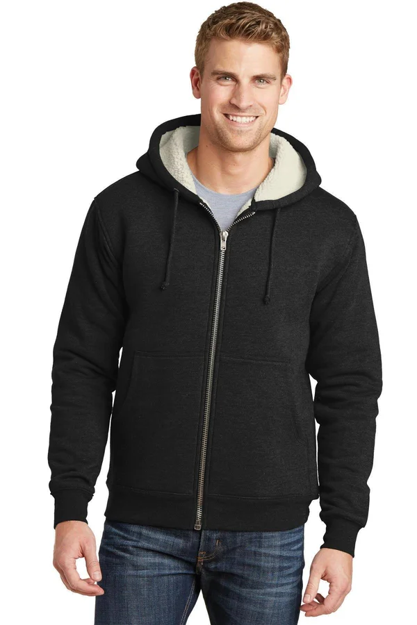 Cornerstone CS625 Heavyweight Sherpa-Lined Hooded Fleece Jacket - Black - 2XL