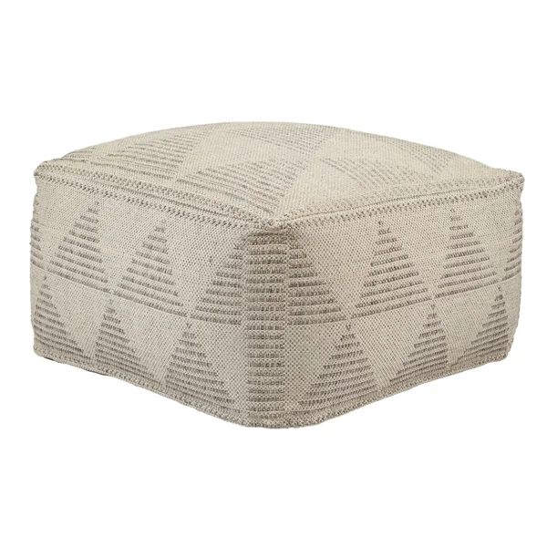 Jaipur Living POF100478 Alrik Gray/Cream Geometric Cuboid Pouf