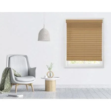 Richfield Studios 2.5 inch Cordless Faux Wood Blinds, Cedar, Size: 31.5 inch x 72 inch, Brown