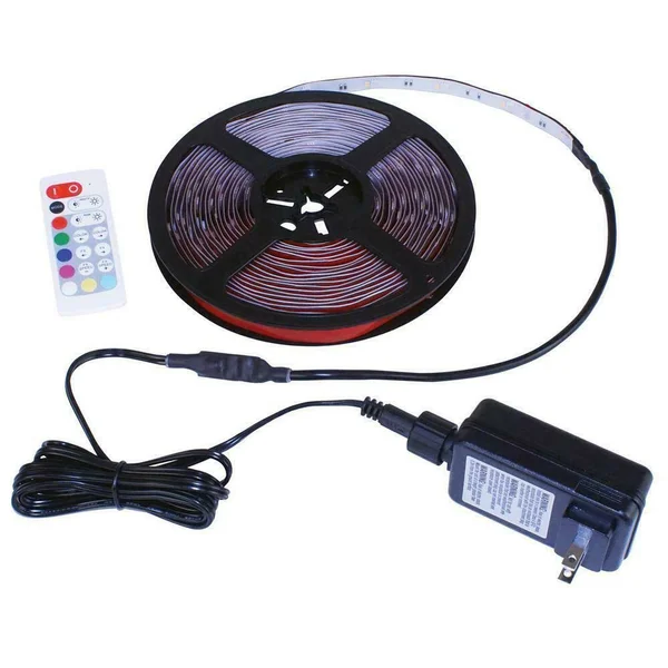 Commercial Electric 24 ft White & Multicolor (RGB+W) Indoor/Outdoor LED Tape Light w/Remote