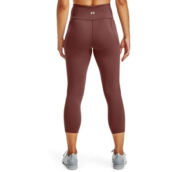 Under Armour Women's Meridian Crop Leggings Pants, Red/Silver, Size: Xs