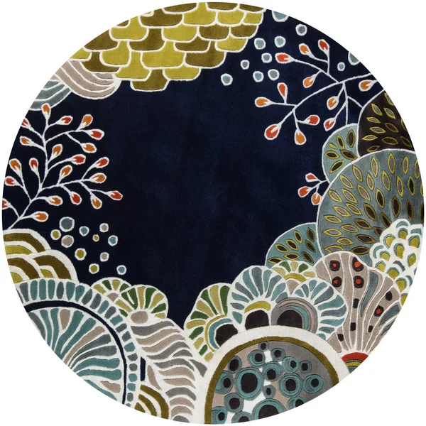 Momeni New Wave Area Rug, Navy, 5&9x22 x 5&9x22 Round