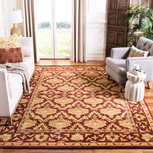 Safavieh Antiquity At54 Wine/Gold 5& x 5& Round Area Rug