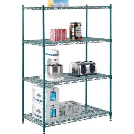 Nexel Poly-Green, 5 Tier, Wire Shelving Starter Unit, 36x22W x 21x22D x 63x22H 21366G5