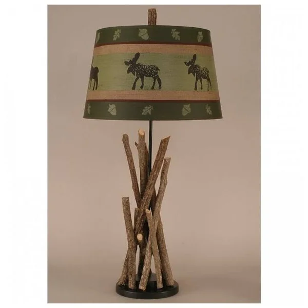 Bundle of Sticks Table Lamp w/ Green Moose Shade