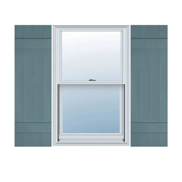 14 inchw x 48 inchh Lifetime Vinyl - Custom Four Board Joined (2 Batten), Board-n-Batten Shutters, w/Shutter-Loks (Per Pair), Wed