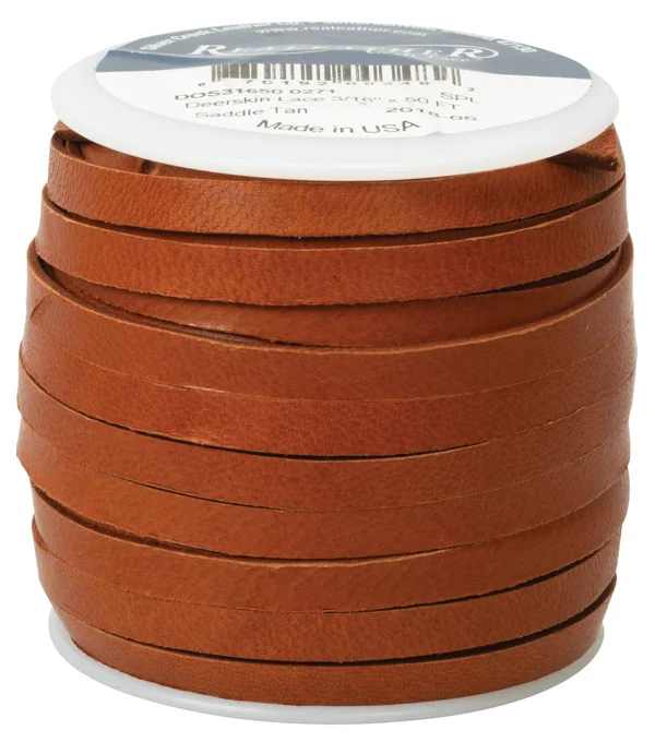 Deerskin Lace, 3/16x22 x 50&, Saddle Tan