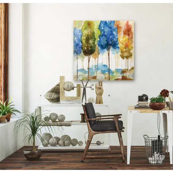 Wexford Home Magical Forest II -Gallery Wrapped Canvas - Yellow, Blue, Green, Red, Black, White 24x24, Size: 24 x 24