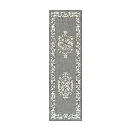 Couristan Recife Antique Medallion Area Rug, Green/Natural, 8&6x22 Round