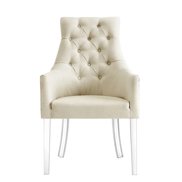 Inspired Home Dining Chair Acrylic Legs Cream White, Linen