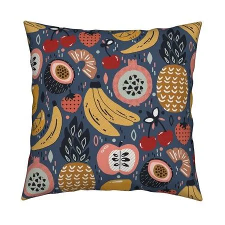 Pink and Gold Fruit Bright Throw Pillow Cover W Optional Insert by Roostery - Size: 18 x 18 Cu003EOnly