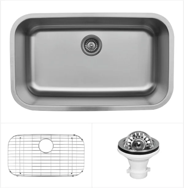 Karran Undermount Stainless Steel 31 in. Single Basin Kitchen Sink Kit (Silver)