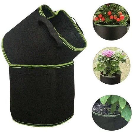 1/3/5/7/10/ Gallon Grow Bags Fabric Aeration Pots Container with Strap Handles for Nursery Garden and Planting, Size: 7 gal, Bla