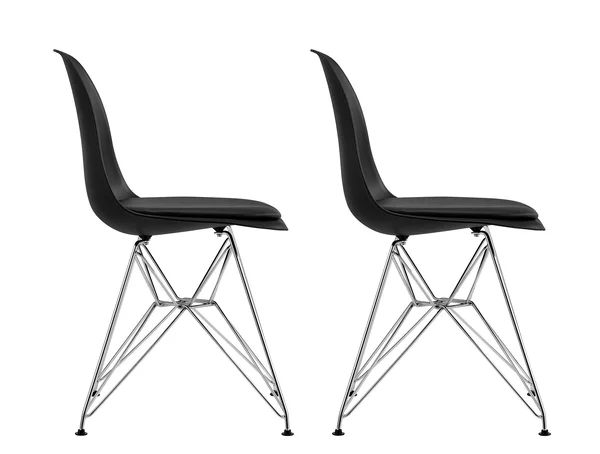 DHP Mid Century Modern Molded Chair with Upholstered SEAT, Set of 2, Black
