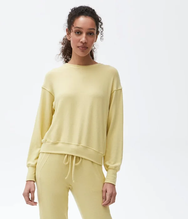 Michael Stars Gigi Crew Neck Top Pullover in Pink - Size XL
