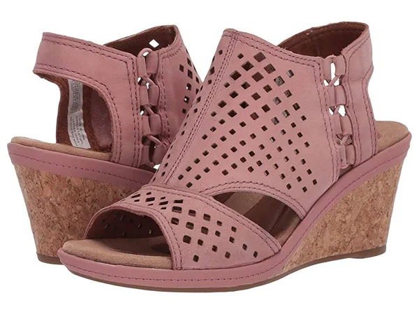 Women's Rockport COB Hill Janna Wedge Sandal, Size 6.5 W - Pink