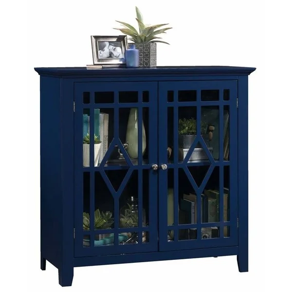 Pemberly Row Accent Curio Cabinet in Indigo Blue