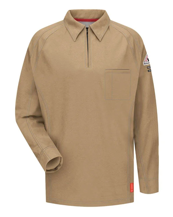 Bulwark Long Sleeve Polo Long Sizes - Khaki - LT