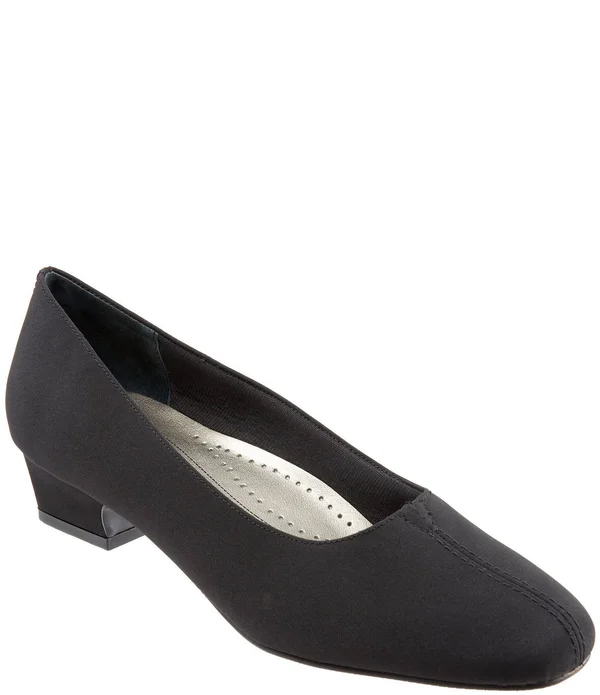 Trotters Doris Pumps, Women's, Black Micro, Size: 8