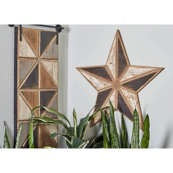 Brown Farmhouse Wooden Star Decor - Set of 3