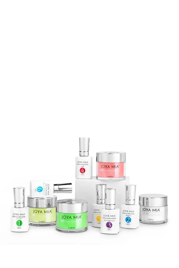 Joya Mia Beautiful Dipping Powder Starter Kit Powders, Top, Base, Activator, Bond, Vitamin Oil, Brush Saver