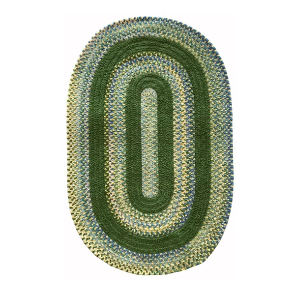 Bailey Concentric Rectangle Braided Area Rug - Grassy Hill - Size: 2& 3\ x 4&